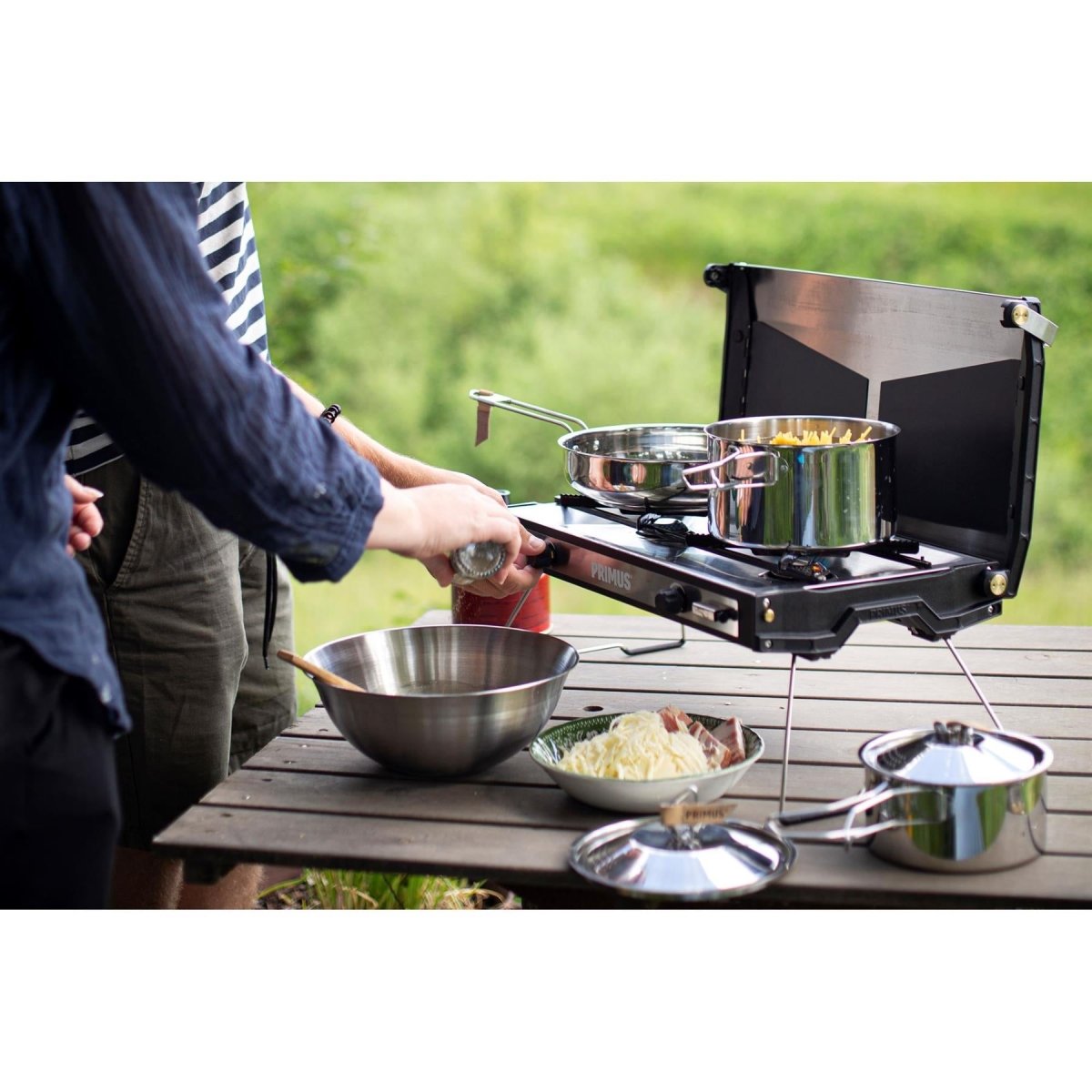 Primus lägereld matlagning set rostfritt stål allt-i-ett vandring camping köksredskap