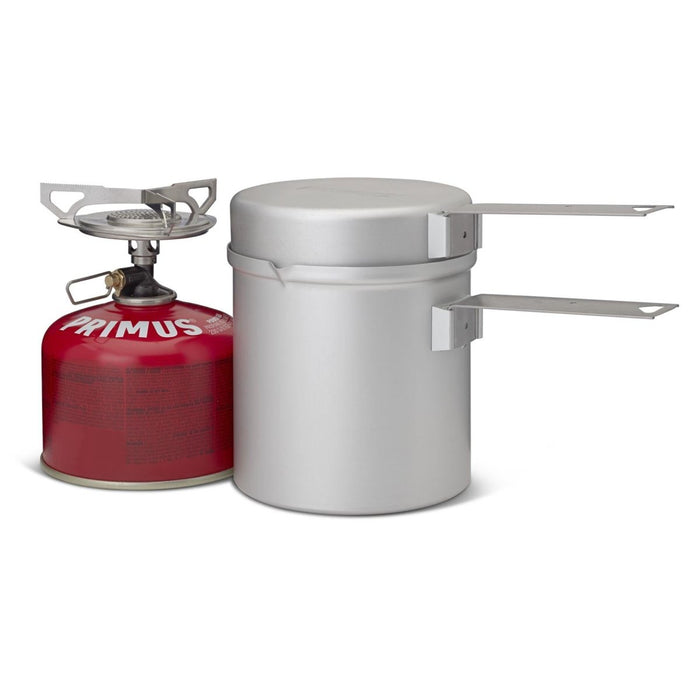 Kompakt lätt Primus Essential Trail KIT spisset med 1L kastrull för backpacking och matlagning utomhus.