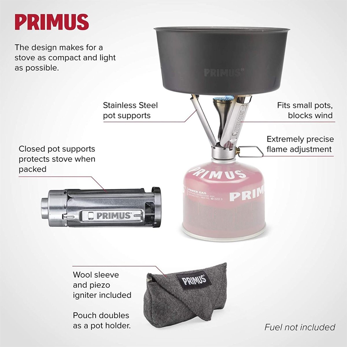 Primus Firestick Compact Burner rostfritt stål vandring spis camping matlagning