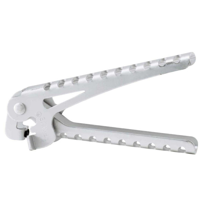 Lättviktsgripare i grå aluminium Primus med fällbart handtag för säkert grepp om matlagning utomhus.