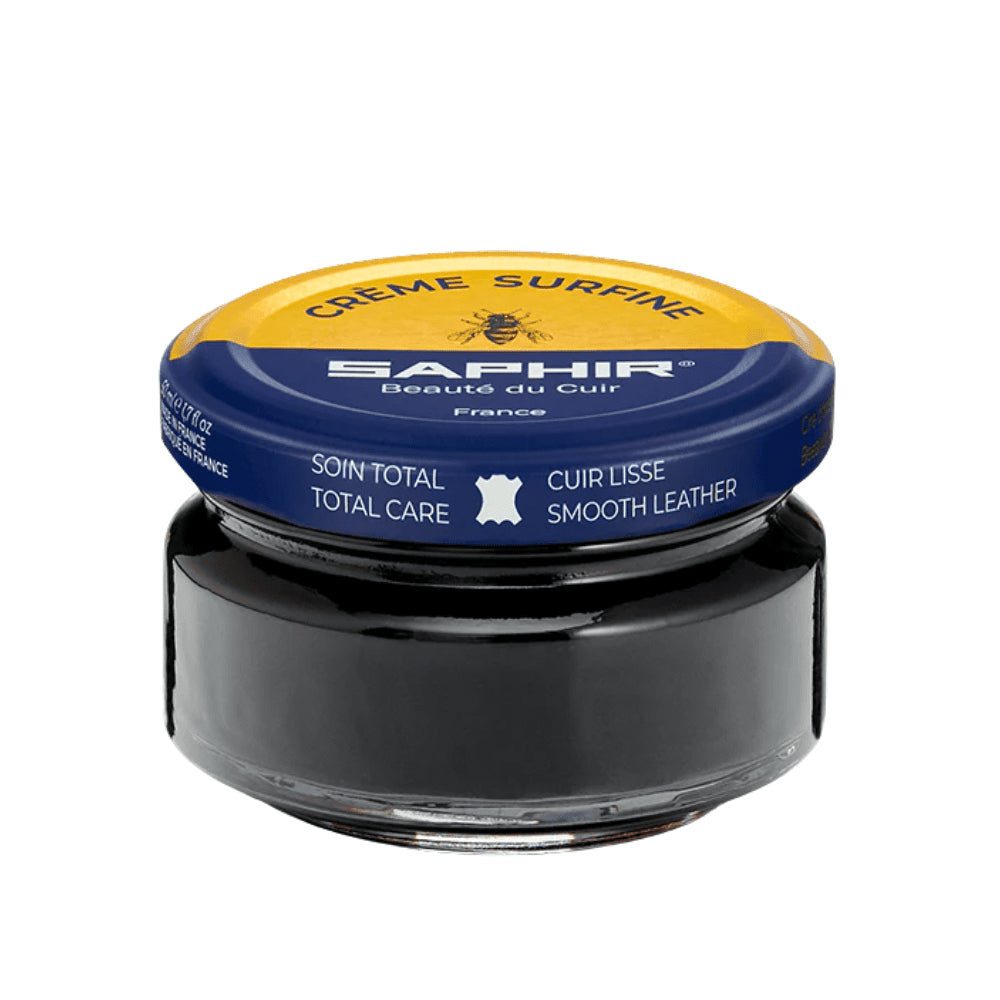 Saphir Creme Surfine Läder Sko Cream Polish 50ml Bivax Care Black