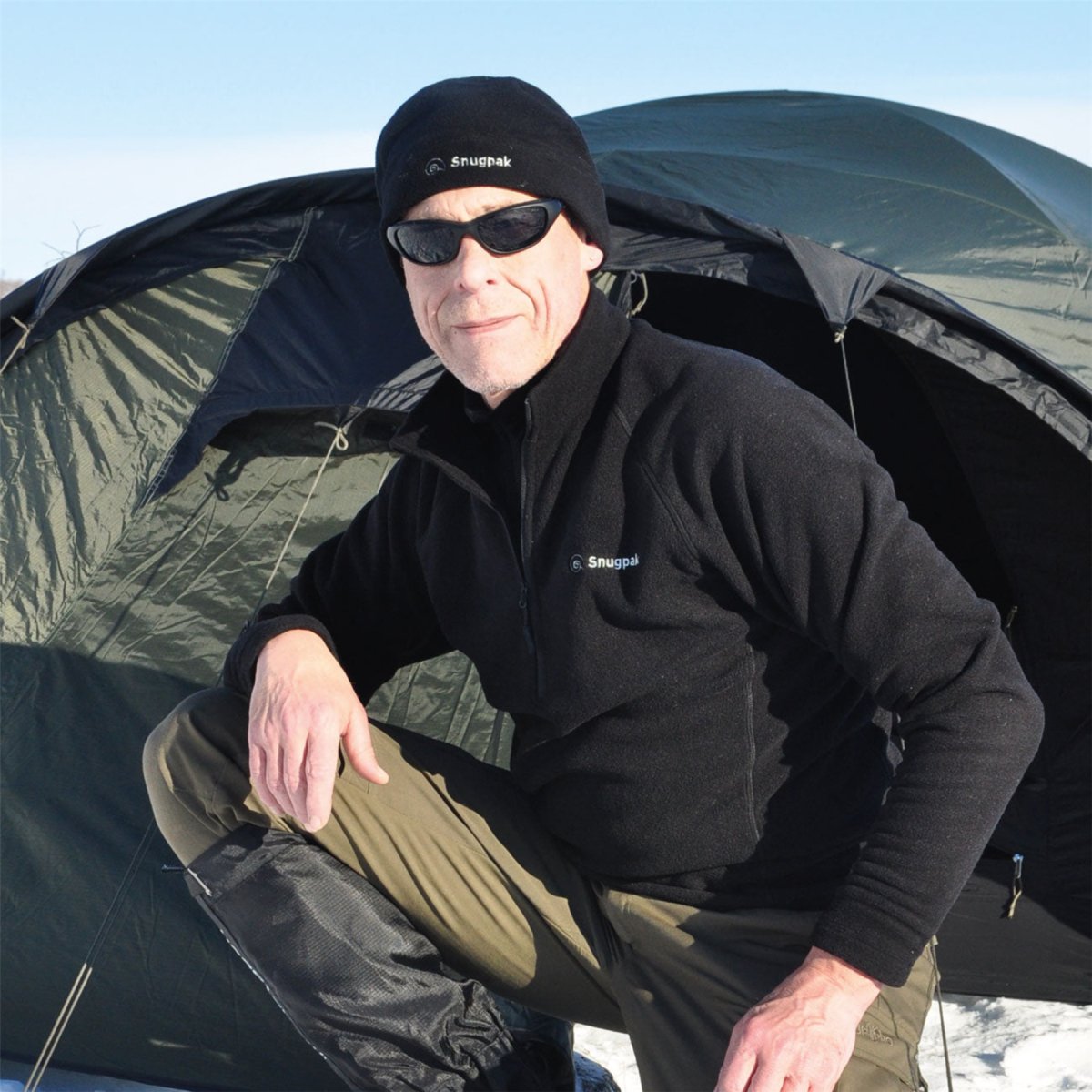 Snugpak IMPACT Fleecejacka Mjuk ståkrage Hakskydd 1/4 Zip Svart