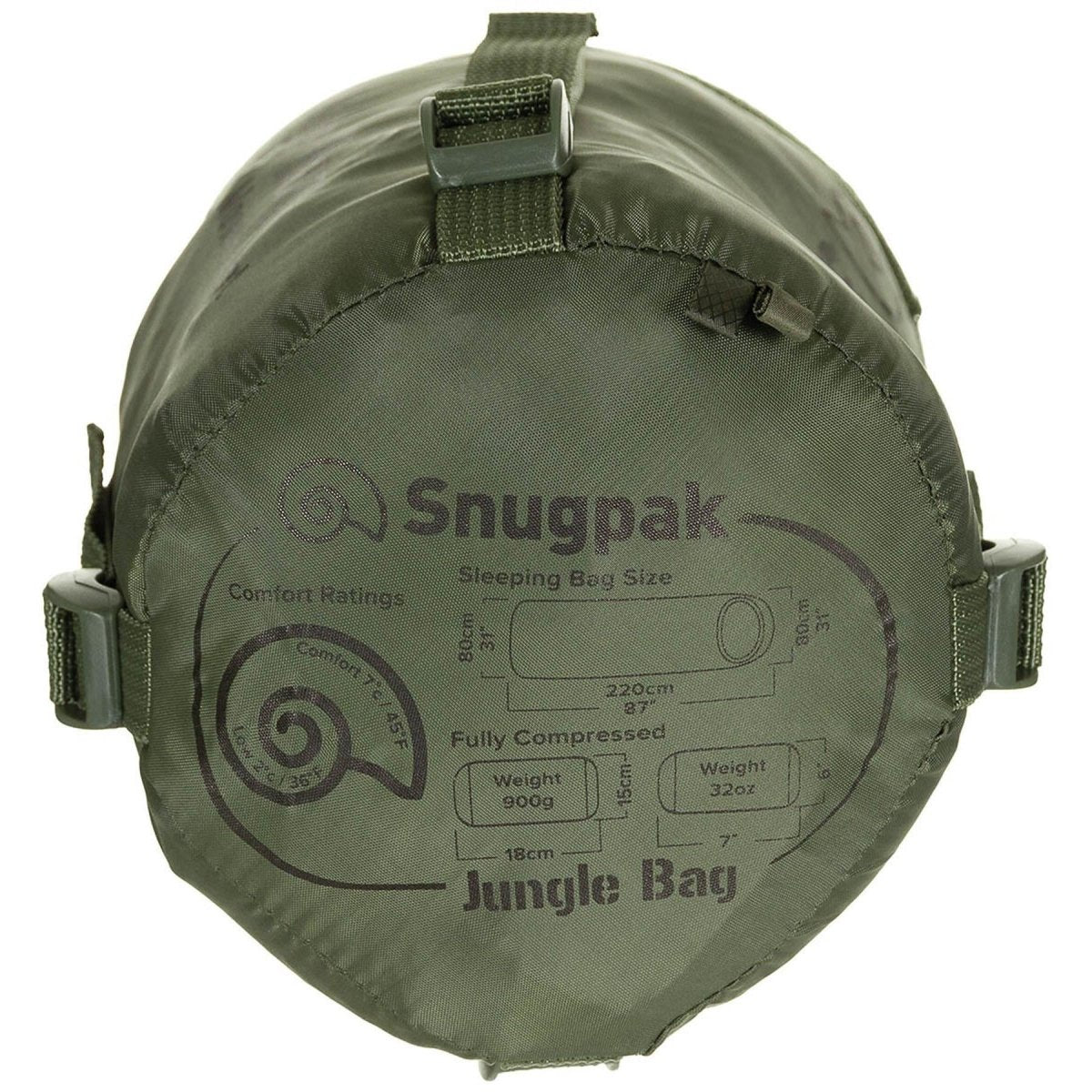 Snugpak sovsäck 220 cm integrerad myggnätkomprimering väska oliv