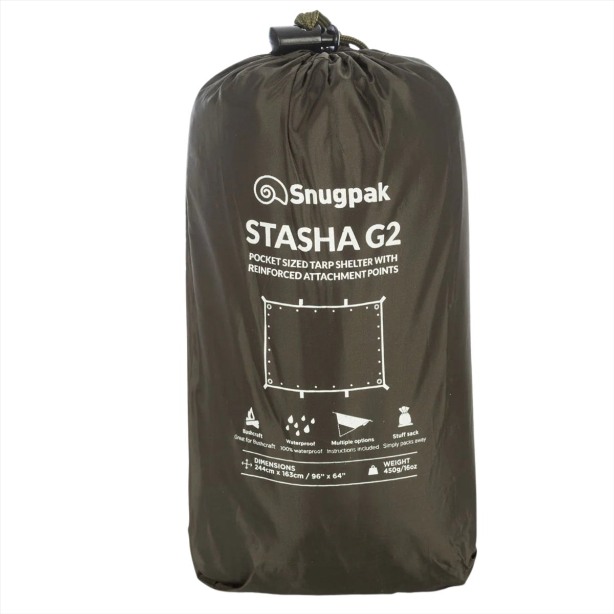 Snugpak Stasha G2 Presenning Vattentät Lättvikts Compact Shelter Tarp Olive