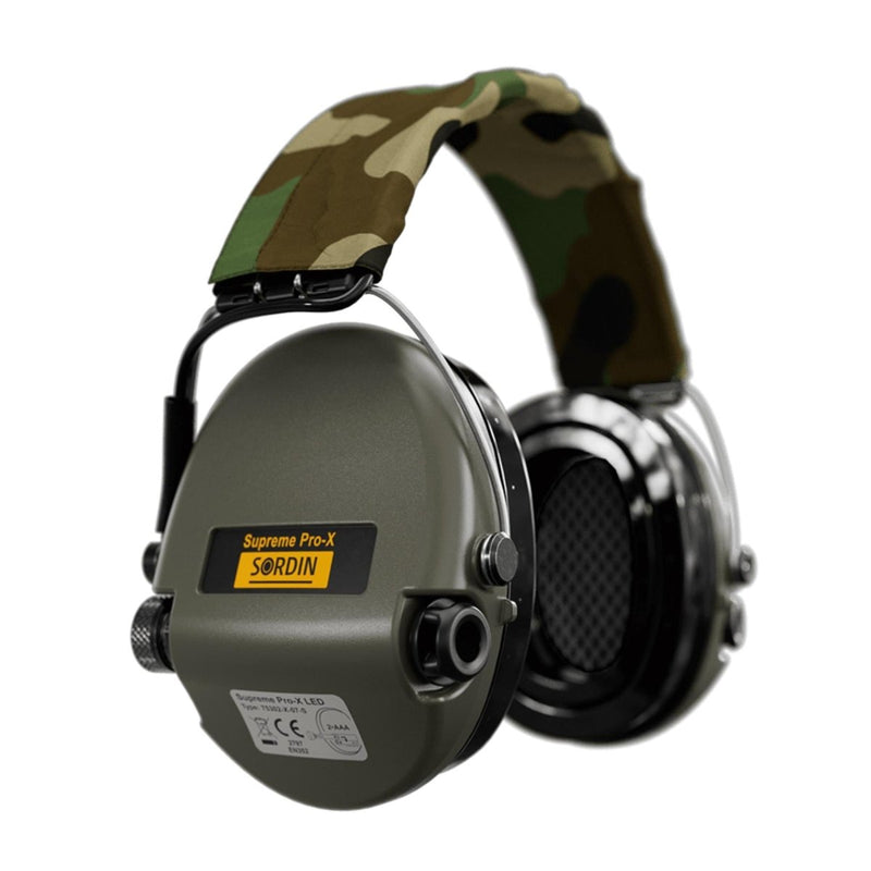 Sordin Supreme Pro-X LED Electronix hörselskydd Huvudband Textil Camo
