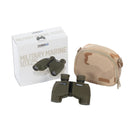 Steiner Military Marine 10x25 olive binoculars with rugged design, carrying case, and packaging box for outdoor use.