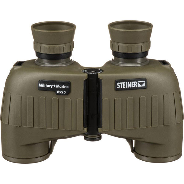 Steiner Military Marine 8x25 olive rugged binoculars with auto focus designed for outdoor and marine use.