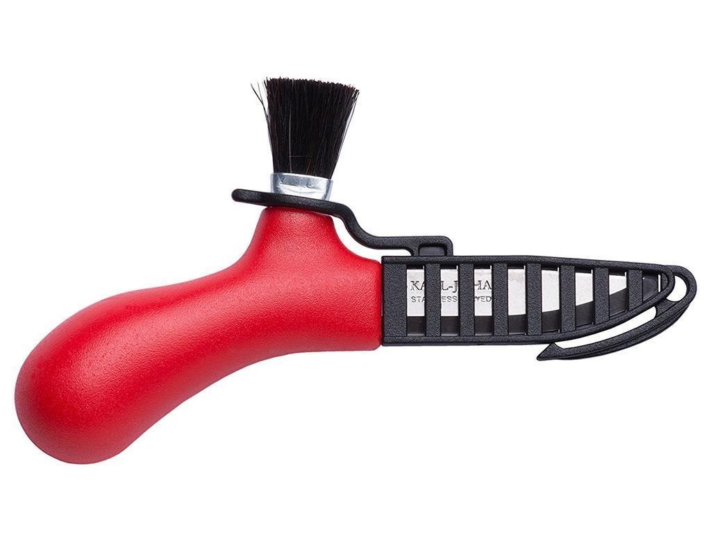 Svensk kniv mora svampplockning av rostfritt stål riktig hästborste röd