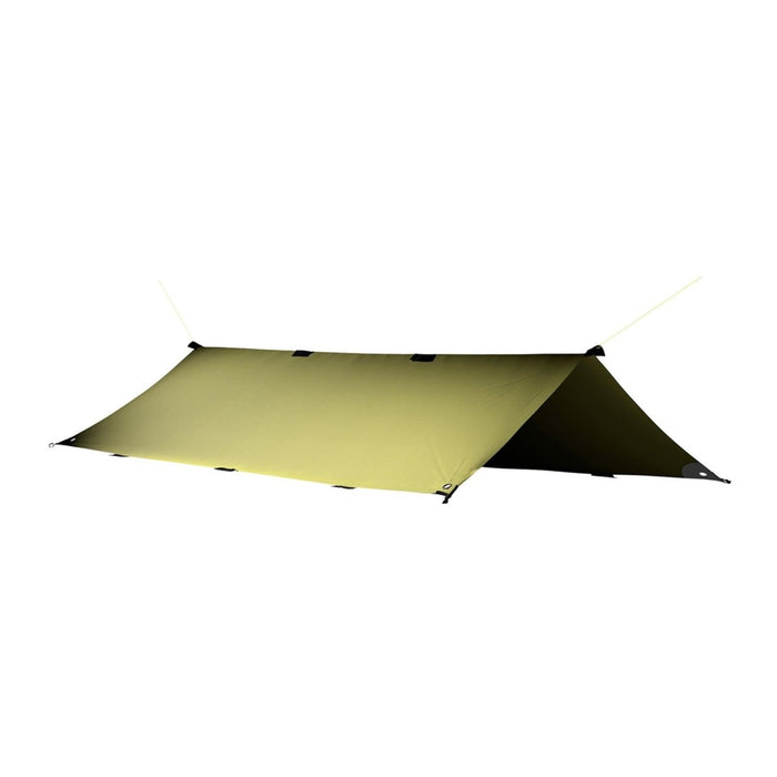 Oliv vattentätt Tatonka presenningsskydd med öglor och öglor, lätt och mångsidig för campingskydd.