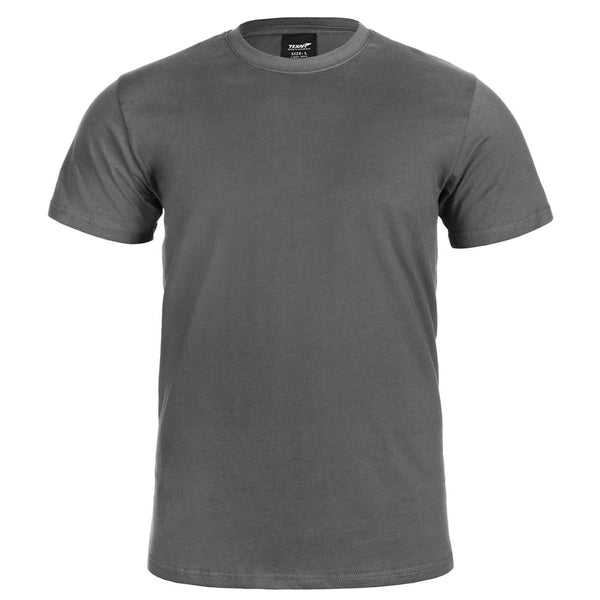 Grey TEXAR military cotton T-shirt undershirt with breathable fabric and reinforced stitching for durability and comfort.