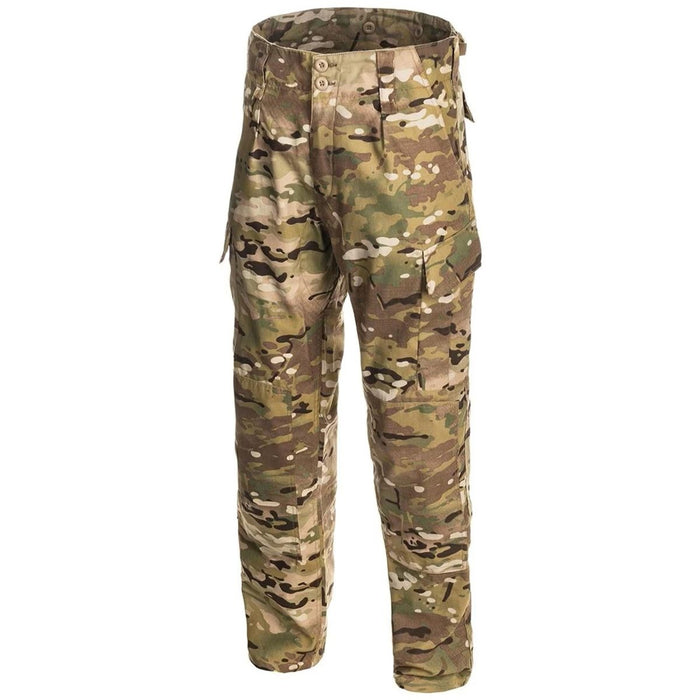 TEXAR WZ10 militära multicam stridsbyxor gjorda av slitstarkt ripstop-tyg med flera fickor och förstärkta sömmar.