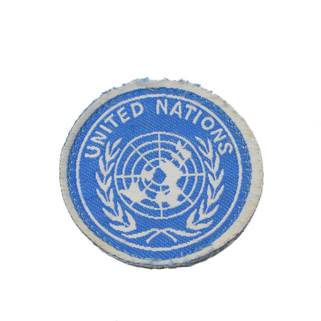 Äkta förenade nationer loop patch runda kardborrlapp utomhus märke blå vit ny